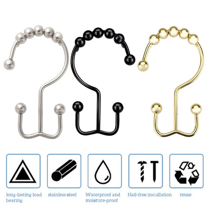 12 Pieces Stainless Steel Shower Curtain Hooks